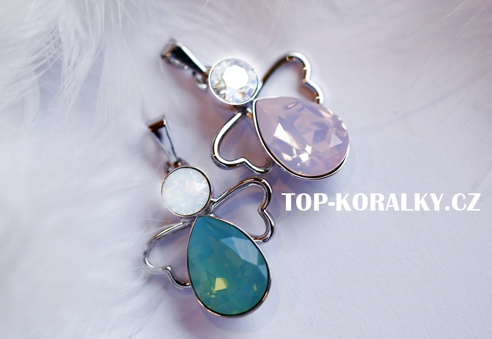 Angel pendant with Swarovski stones - jewellry findings